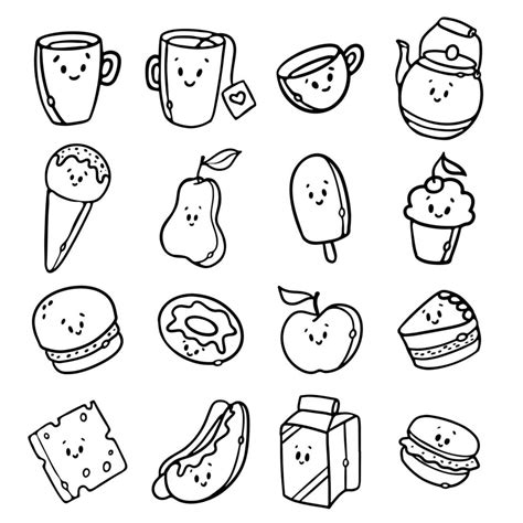 Comida Kawaii. Dibujos e Imagenes de Comidas Kawaii para Colorear