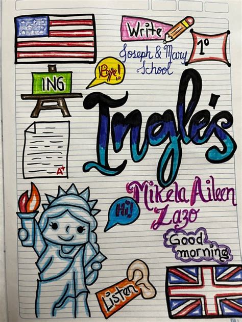 Portada de inglés Bullet journal lettering ideas, Bullet journal