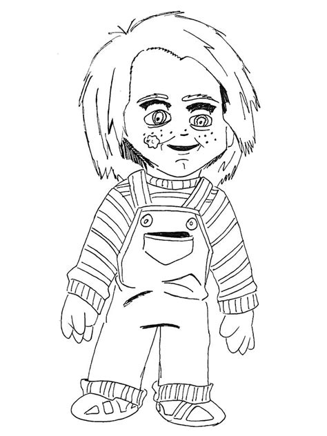Chucky Doll Coloring Pages Horror coloring pages, Skull coloring