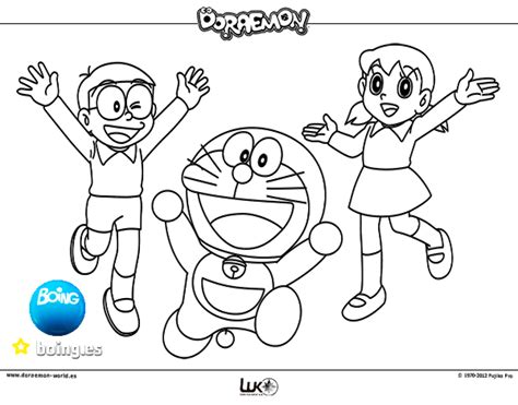 Nobita Y Equipo Volando para colorear, imprimir e dibujar Dibujos