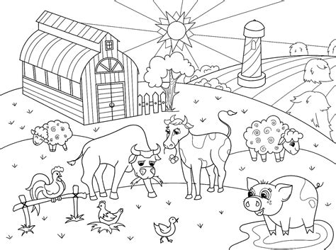 Imprimir dibujos para colorear granja, para niños y niñas