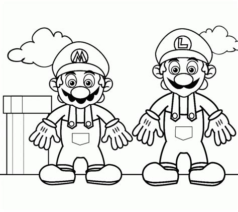 Dibujo de Mario y Luigi para colorear. Dibujos infantiles de Mario y