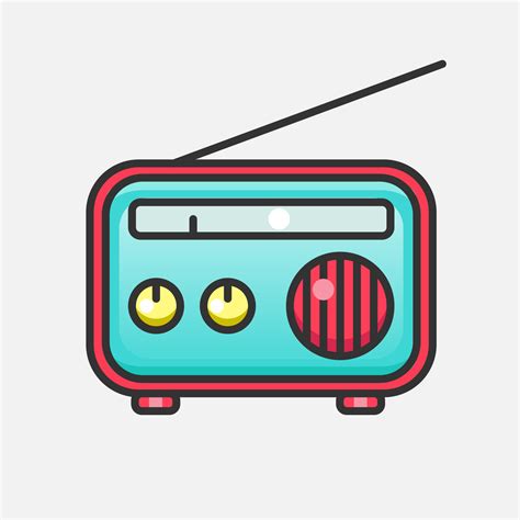 Grabadora de radio, radio roja, electrónica, vector de radio, dibujos