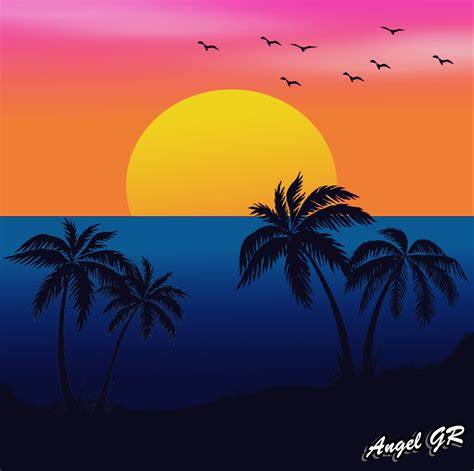 Dibujo De Atardecer En La Playa Lopez