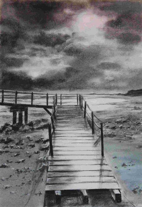 2 DIBUJO CARBONCILLO 4 Landscape sketch, Landscape pencil drawings