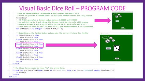 Dice Roll Visual Basic Code