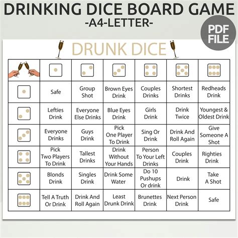 Dice Table Drinking Game