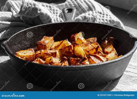Diced Potatoes In Frying Pan