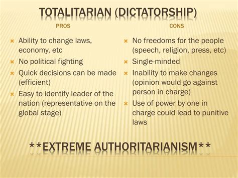dictatorship pros and cons