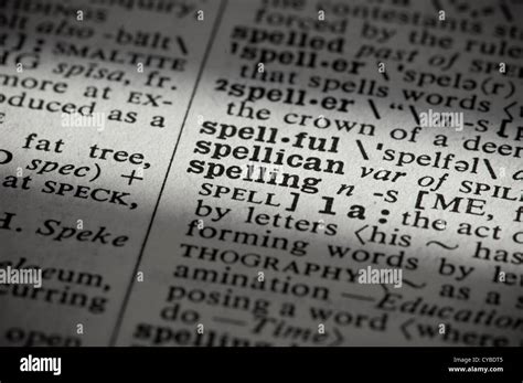 dictionary spelling of words