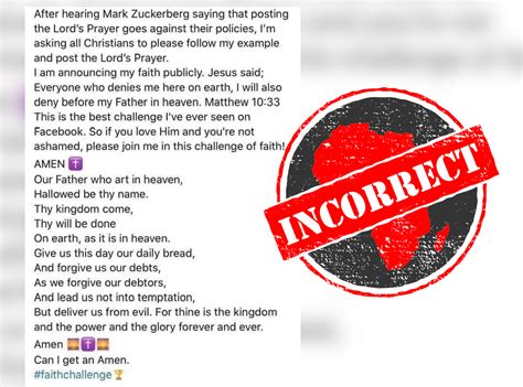 did mark zuckerberg say posting lord's prayer