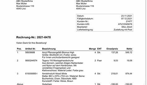 Abschlags- und Schlussrechnungen für die Lieferung und Installation von