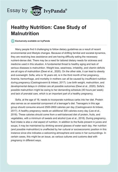 diet and nutrition case study examples