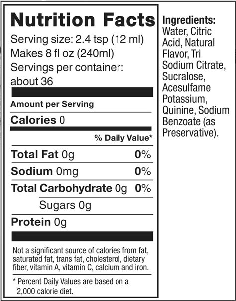 diet tonic nutrition facts
