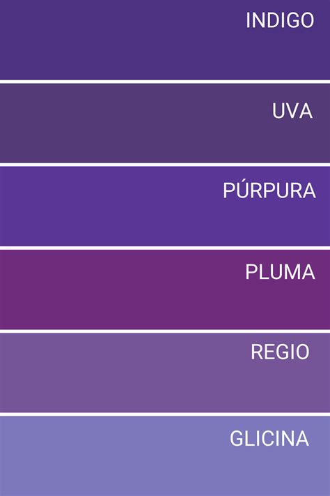 diferentes tonos de morado y sus nombres