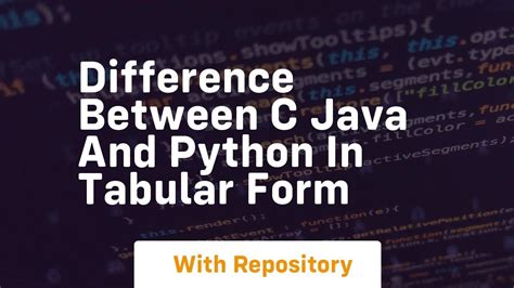 difference between c java and python in tabular form