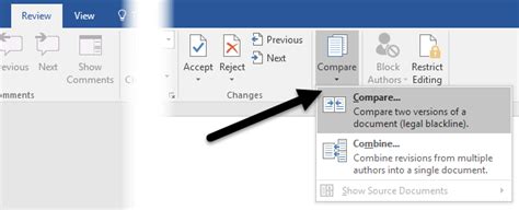 difference between compare and combine in word