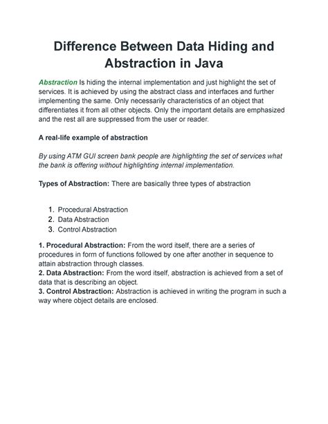 difference between data hiding and abstraction in java