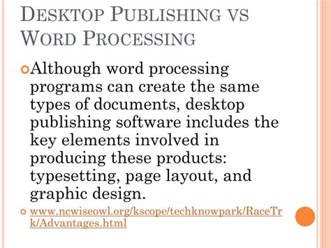 difference between desktop publishing software and word processing software