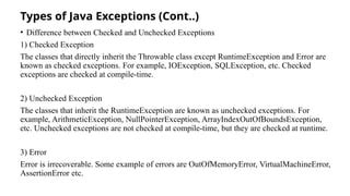 Difference Between Exception And Ioexception In Java