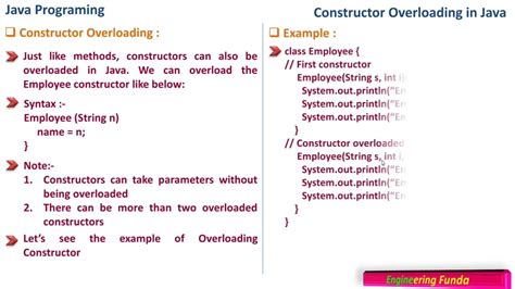 difference between function overloading and constructor overloading in java