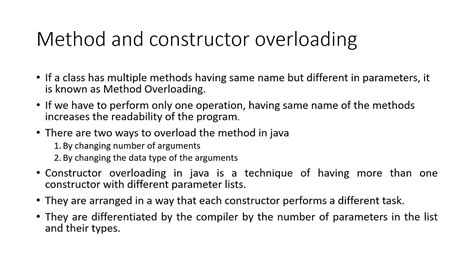 difference between method overloading and constructor overloading in java example