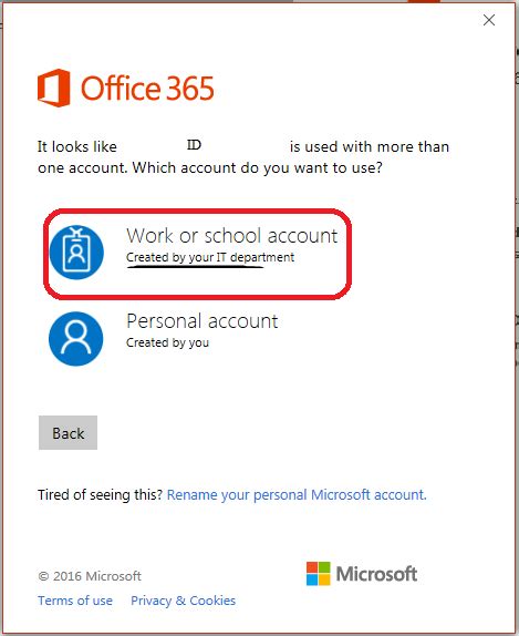 difference between microsoft account and o365