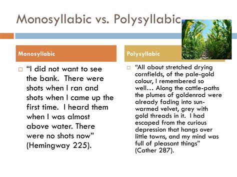 difference between monosyllabic and polysyllabic words