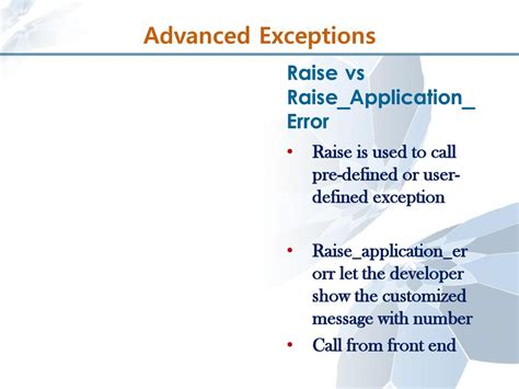 Difference Between Raise Exception And Raise Application Error