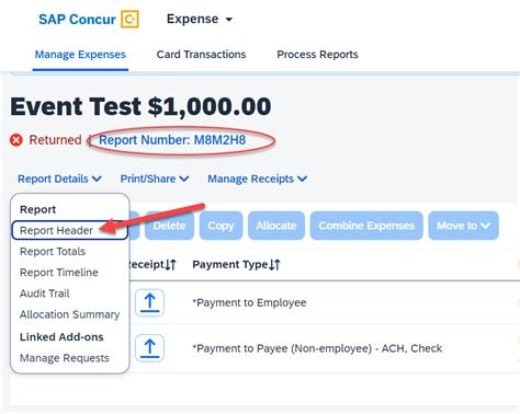 difference between request and report in concur