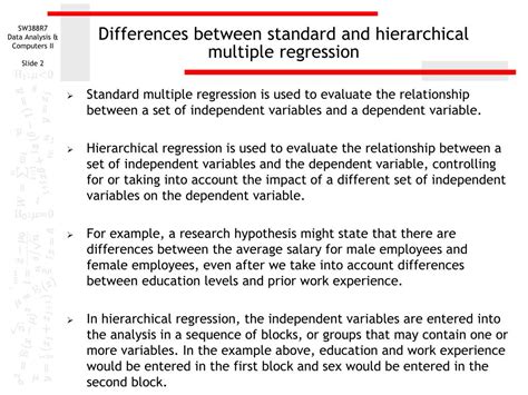 difference between standard multiple regression and hierarchical multiple regression