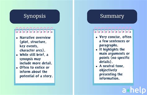 difference between synopsis and summary example