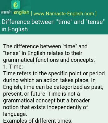 difference between time and tense with examples