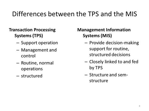 difference between tps mis dss and ess