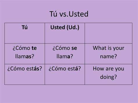 difference between tu and usted commands