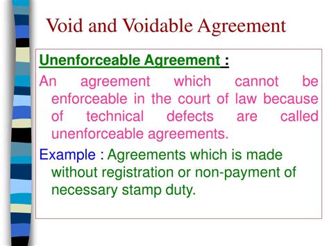 difference between void agreement and void contract with examples