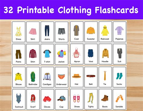 Different Clothes Flashcards