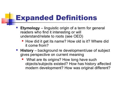 different expanded definition methods