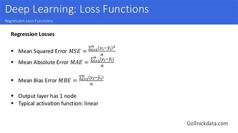 different loss functions in deep learning