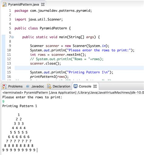 different pattern program in java