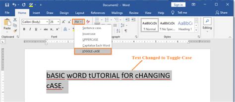 different types of change case in ms word