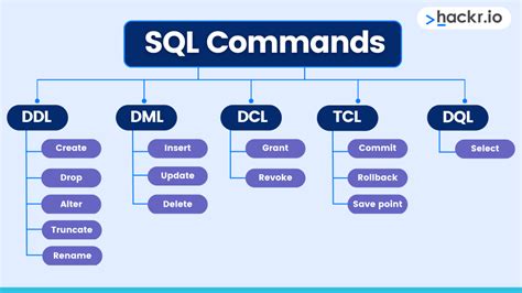 different types of commands in sql