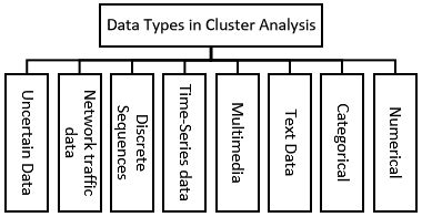 different types of data in cluster analysis