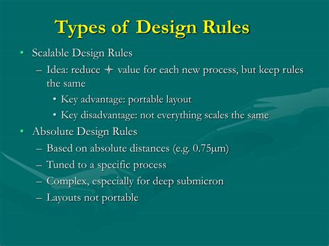different types of design rules in vlsi