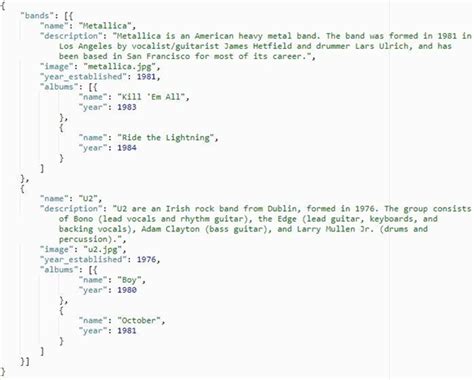 different types of json format example