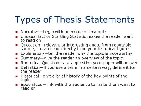 different types of thesis statements with examples
