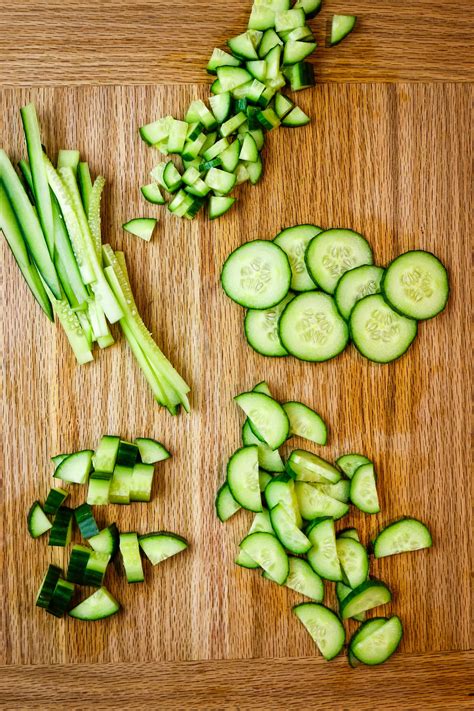 different ways to slice cucumber