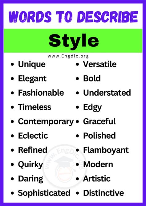 different words to describe style