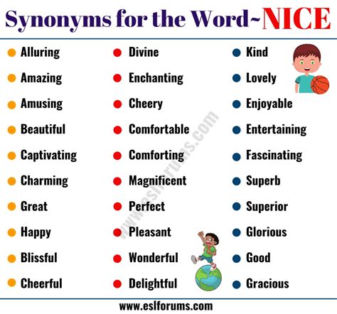 different words to use instead.of nice