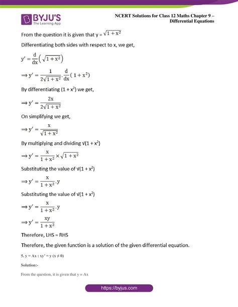 Differential Equations Class 12 Ncert Solutions Miscellaneous